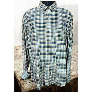 Johnston & Murphy Mens Performance Plaid Shirt Large Nylon‎ Blend